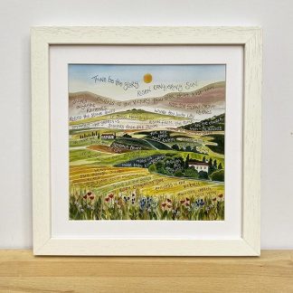 Hannah Dunnett Thine be the Glory fields design square card framed print