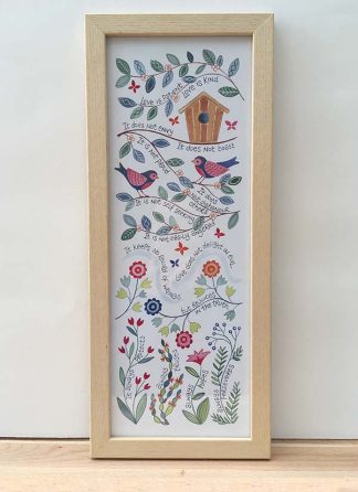Hannah Dunnett Love is Patient Slimline Print framed