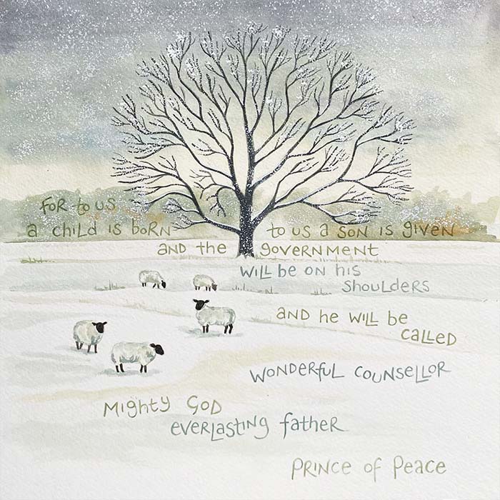 Hannah Dunnett Prince of Peace square Christmas card