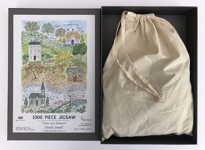 Hannah Dunnett Times and Seasons Jigsaw with box and bag