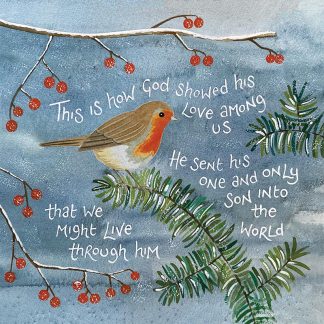 Hannah Dunnett Love Came Down square Christmas card
