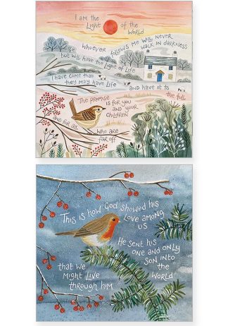Hannah Dunnett I am the light of the world and love came down Christmas cards pack