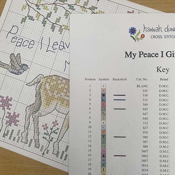 Hannah Dunnett My Peace I Give You cross stitch pattern chart image