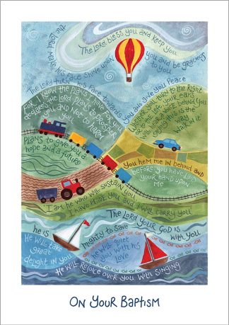 Hannah Dunnett Baptism Card Balloon and Boats design