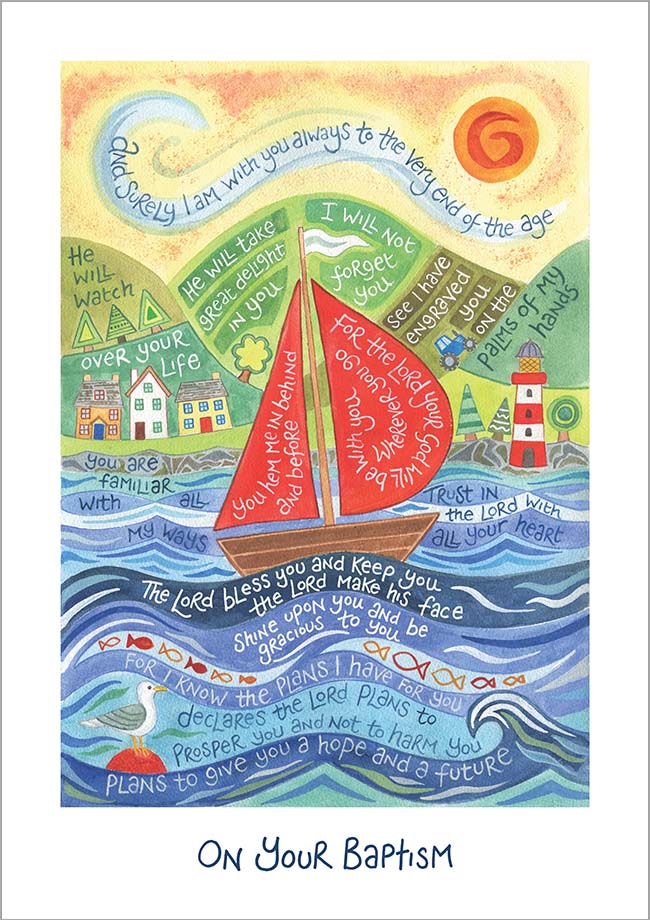 Hannah Dunnett Baptism Card Sailing Boat design