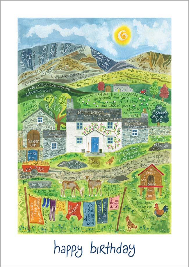 Hannah Dunnett Happy Birthday Card Cottage Design