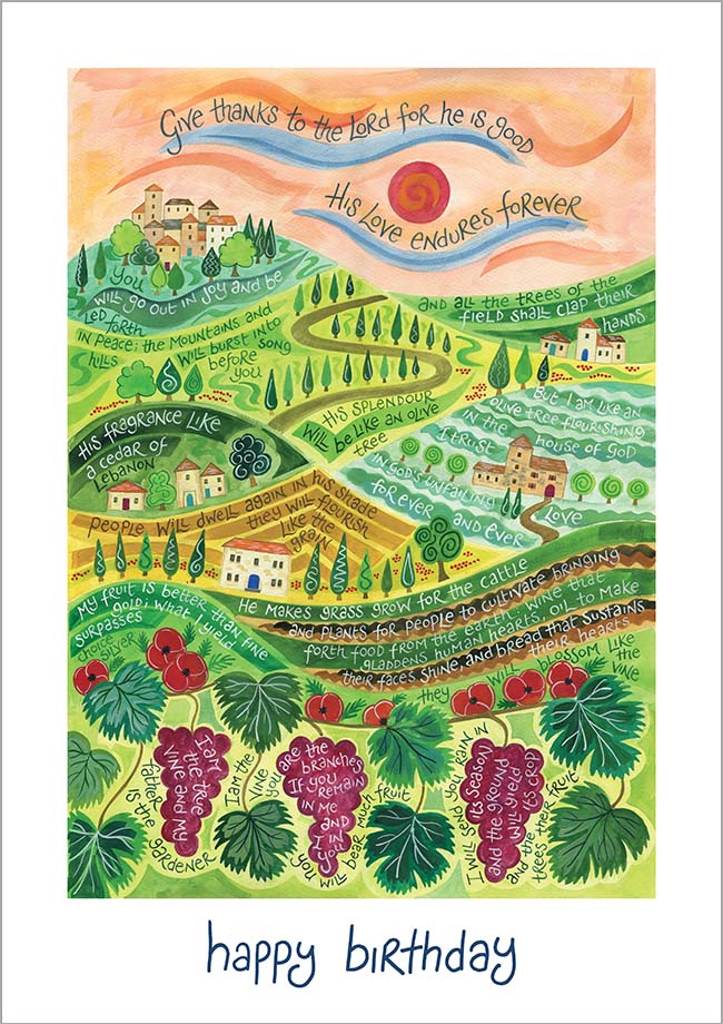 Hannah Dunnett Happy Birthday Card Grapevine Design