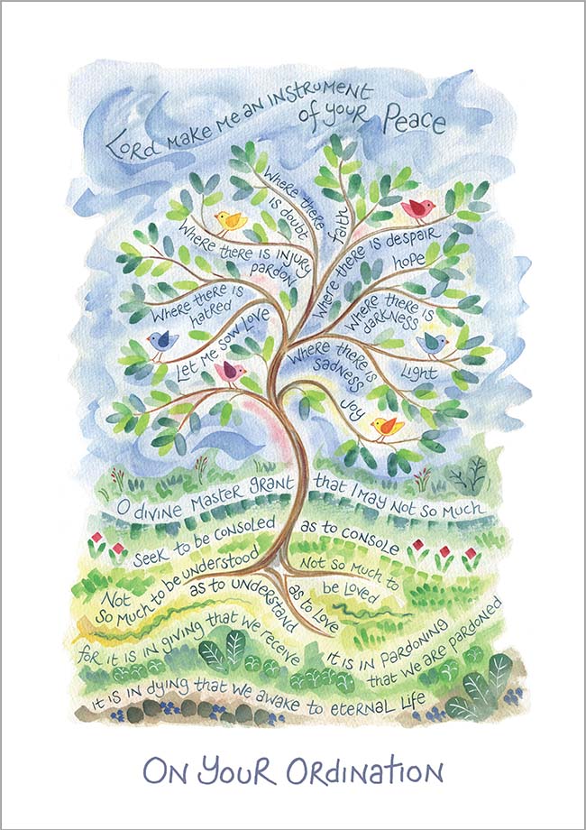 Hannah Dunnett Ordination Card Instrument of Your Peace Design